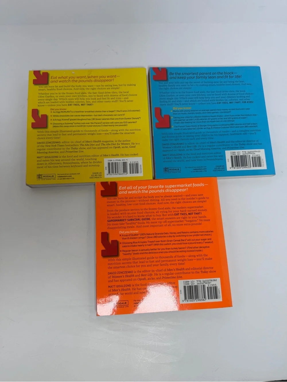 Eat This, Not That! Book Lot (3 Books) - David Zinczenko Diet & Grocery Guides